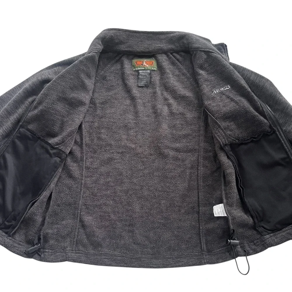 Trail Crest Kid M Charcoal Heather Gray Fleece Full Zip Outdoor Adventure Jacket